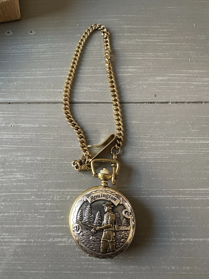 Винтажные карманные часы Remington с цепочкой Fisherman (требуется новый аккумулятор) - Изображение 4 из 4