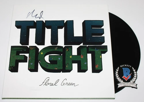 NED RUSSIN SIGNED TITLE FIGHT 'FLORAL GREEN' ALBUM VINYL RECORD BECKETT COA