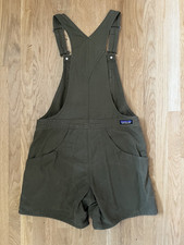 Patagonia women's stand up overalls shorts green small s organic cotton