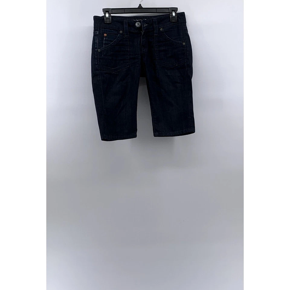 HUDSON 女式复古深蓝色五口袋常规版型百慕大短裤,尺寸 24