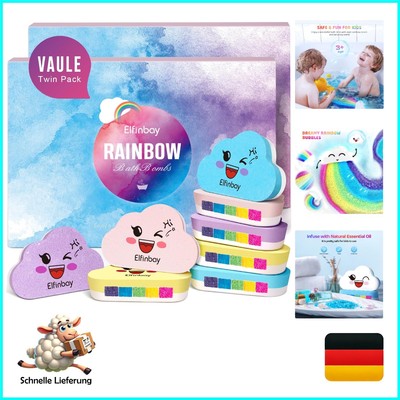 Cloud Rainbow Bath Bomb Gift Set, Bulk Kids Bath Bombs Toddler Girls, Natural...