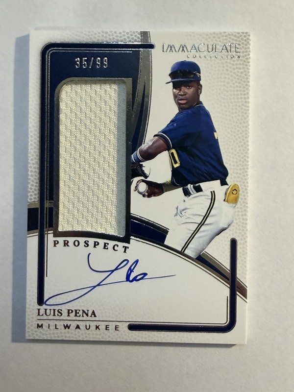 Luis Pena 2026 Panini Immaculate Milwaukee Brewers Prospect Patch Auto /99