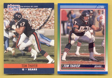 1990 Score Pro Set TOM THAYER Chicago Bears Rookie 2-Card Lot