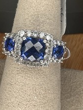 Vintage Sterling Silver Sapphire Ring - Size 7