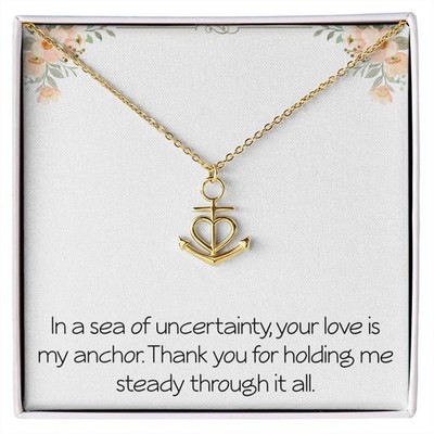 Anchor Necklace With Meaningful Message Anniversary Jewelry For Wife Husband Par