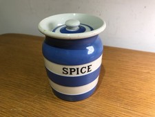 T G GR&Uuml;NES CORNISHWARE "GEW&Uuml;RZ" VORRATSGLAS SCHWARZER SCHILDSTEMPEL 3,5 ZOLL HOCH