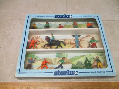 Lot De Soldats Starlux - Indiens Et Cowboys - Plastique Peint - Occasion