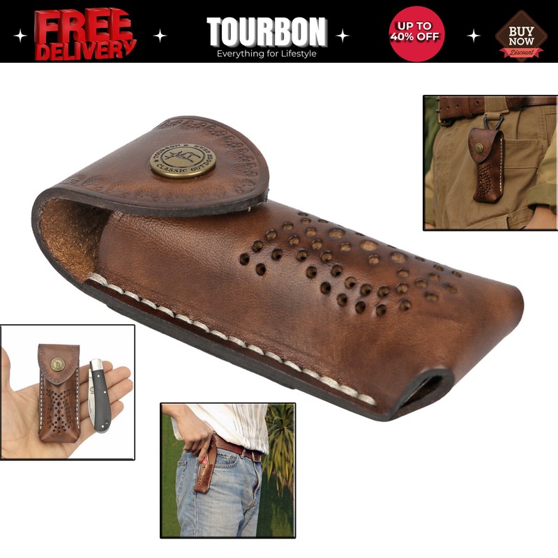 Leather Pocket Knife Sheath Folding Knives Case Belt Pouch-Daily Deals