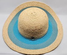 Sun 'N' Sand Headwear  Blue Backless Brim Straw Hat Crushable & Packable 