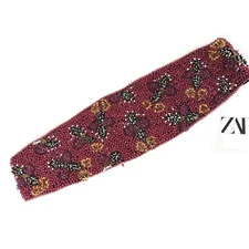 ZARA Women's Purple Beaded Sash Belt 7521 037 611 Size 32/ US 14