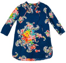 LAUREN Ralph Lauren Women's Blue Floral Paisley Poplin Tunic Shirt Dress Size M