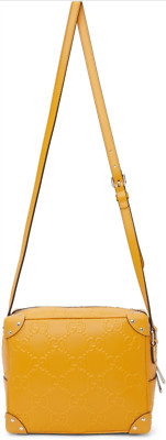 GUCCI GG Embossed Leather Shoulder Bag in Yellow