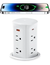 ANNQUAN 3" Pop Up Countertop Receptacle with 4 USB Ports 15W Wireless