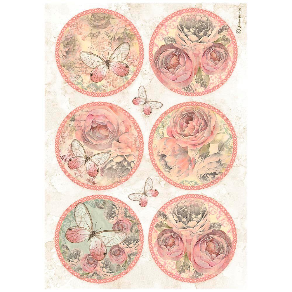 Stamperia Rice Paper A4 for Decoupage - Shabby Rose - 6 Rounds - DFSA4879