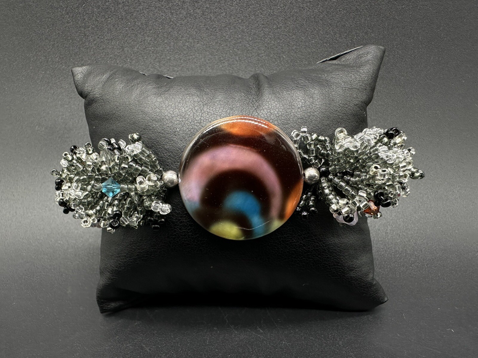 Sterling Silver Statement Loaded Center Piece Bra… - image 3