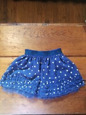 Children's Place Girls 7/8 Blue Polka Dot Skirt New With Tags Ruffle Trim