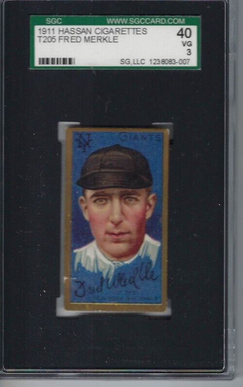 1911 T205 baseball card Fred Merkle New York Giants SGC 3 Hassan     tuff !!!