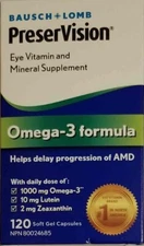 PreserVision Eye Vitamin and Mineral Supplement Omega-3 formula 120 Softgels