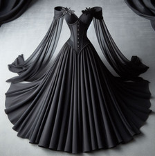 Gothic Black Wedding Dresses Satin Elegant A Line Off Shoulder Bridal Gowns