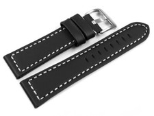 Uhrenarmband - Sattelleder - massives Leder - schwarz - 18,20,22,24 mm