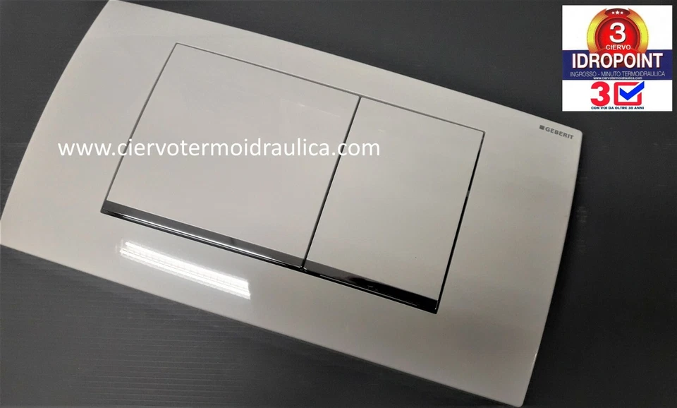 GEBERIT 115.899.KJ.1 PLACCA COMANDO TWINLINE30 - 2 PULSANTI BIANCHI BORDO CROMO - Immagine 3 di 4