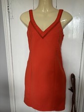 zara trafaluc dress Wriggle Hot Orange V Neck Front &back Size S