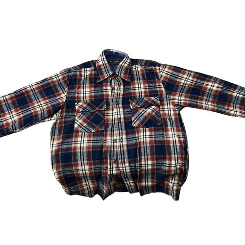 Camicia Uomo Woodland Vergine Acrilyc Flanella Rosso Blu Bianco Plaid Taglia Media - Foto 3 di 9