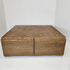 Vintage VHS Tape Faux Wood Two Drawer Storage Cabinet Case Organizer