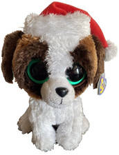 TY Beanie Boos Presents The St Bernard Dog 10 Inch Plush Solid Green Eyes Xmas