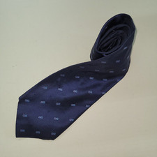 Tommy Hilfiger Mens Navy Blue Silk Geometric Square Pattern Necktie Made in USA
