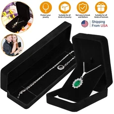 Black Velvet Bracelet Chain Necklace Ring Gift Box Storage Case Jewelry Display