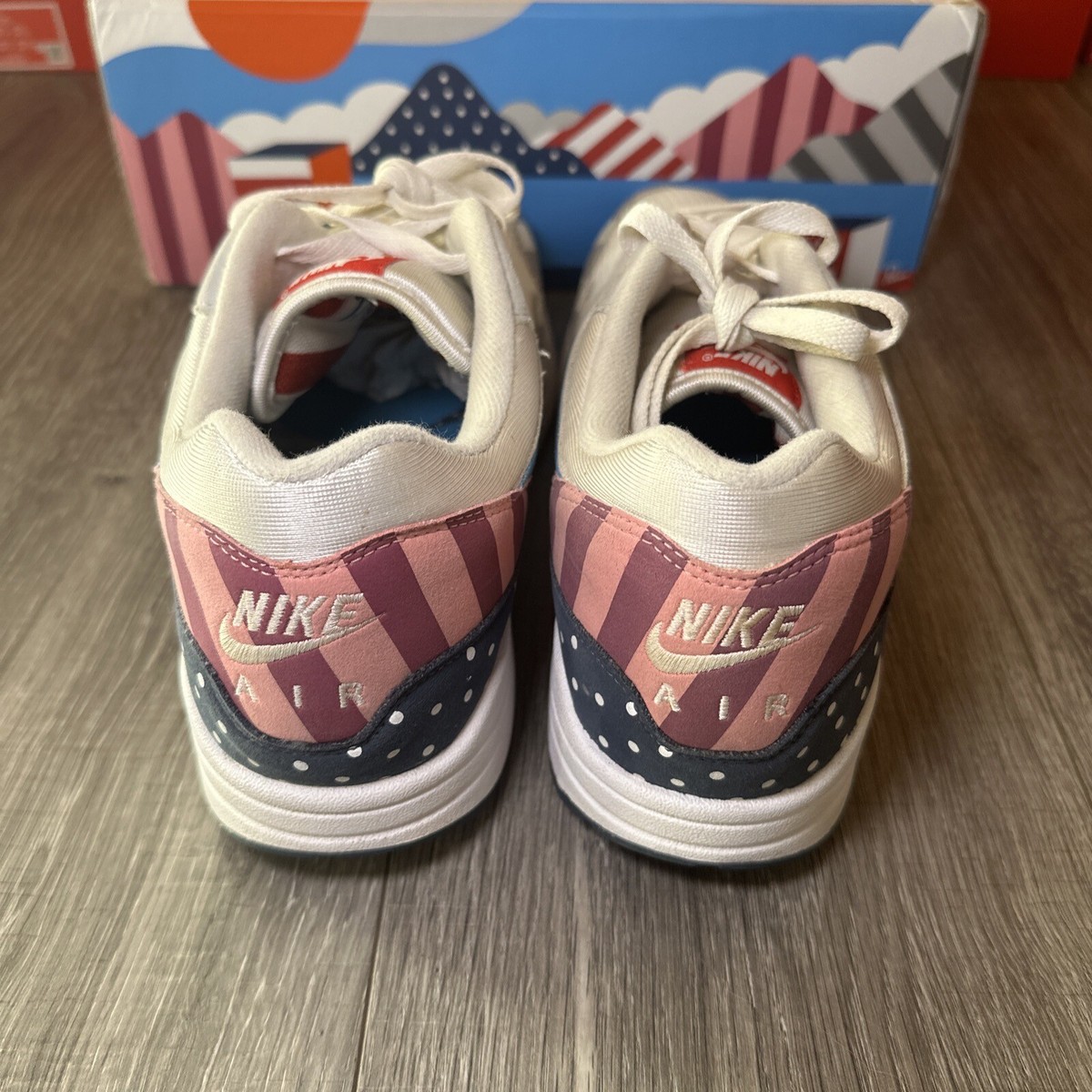 Nike Air Max 1 Parra Mens Size 12 AT3057-100 Used With Box Nike Air Max 1 Parra Mens Size 12 AT3057-100 Used With Box