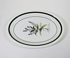 Primula Veronica Floral Botanical Lavender Stripe Pasta Oval Platter Bowl Italy