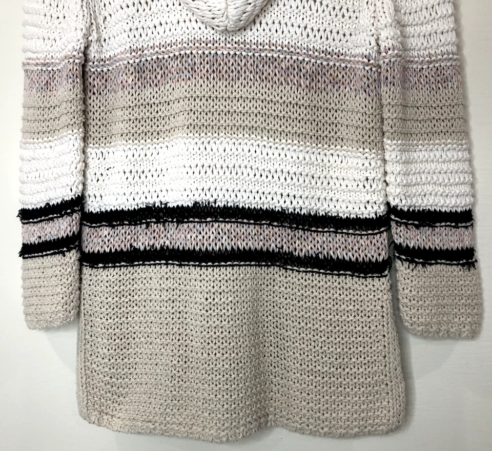 Suéter con Capucha Rag & Bone Talla S De Gran Tamaño Algodón Lino Grueso Tejido Abierto a Rayas Foto 4 de 4