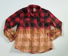 Upcycled Distressed Bleached Hand Dyed Country Grunge Rockabilly Shirt Youth XL