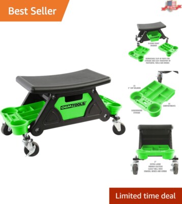 Versatile Mechanics Stool with Cup Holders and Locking Casters - 300 lb Capacity