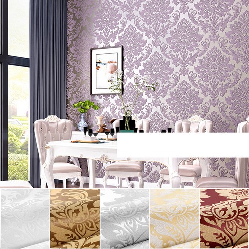 9.5m Luxury European Damask 6 colors Embossed Textured Nonwoven