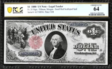 Large Size US Paper Money 1880 Legal Tender $1 Note Fr#35 PCGS Choice 64