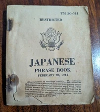 Vintage Japanese Phrase Book for US Troops  1944