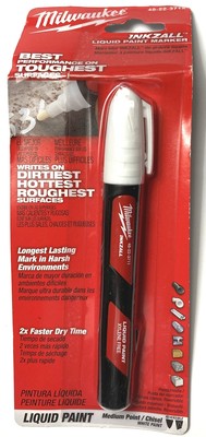 Milwaukee Liquid Paint Marker Rough Surface White Medium Point Chisel 48-22-3712