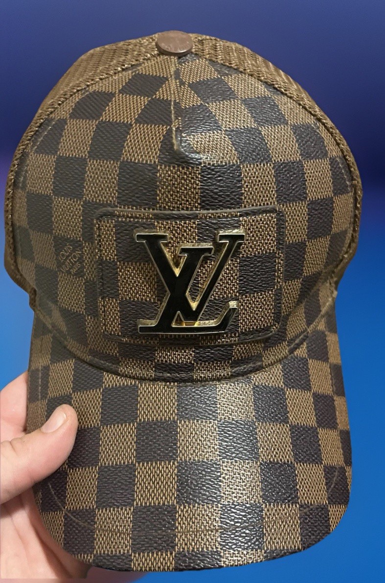 Louis Vuitton Brown/Black Check Logo Mesh Back Adjustable Cap