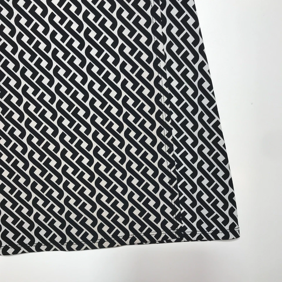 Vestido envolvente Laundry by Shelli Segal para mujer XS negro blanco geo cadena estampado cinturón Foto 4 de 4