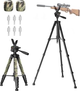 74” Rifle Shooting Tripod Hunting Rest V Yoke Rifle Rest W/ 6 Ground Spikes 2