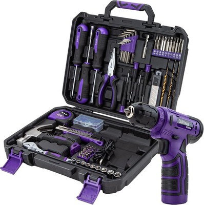 150-Piece Household Tool Set, 8V Cordless Drill Driver Kit for Home Maintenance