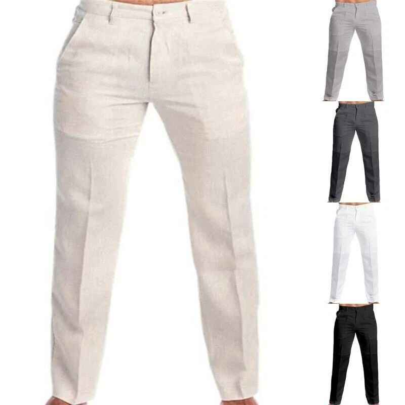 Mens Pants Pocket Trousers Men Lightweight Holiday Linen Bottoms Zip Casual
Opens in a new window or