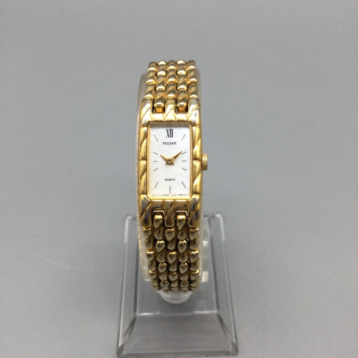 Pulsar Womens Watch 13mm White Dial Gold Tone Bracelet V220-6060