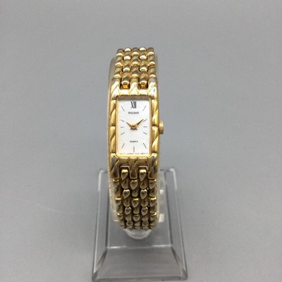 Pulsar Womens Watch 13mm White Dial Gold Tone Bracelet V220-6060