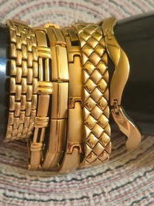 Authentic Lot 6 Vintage Gold Plated AURO Women's Mesh Chic Retro Collection Bracelets