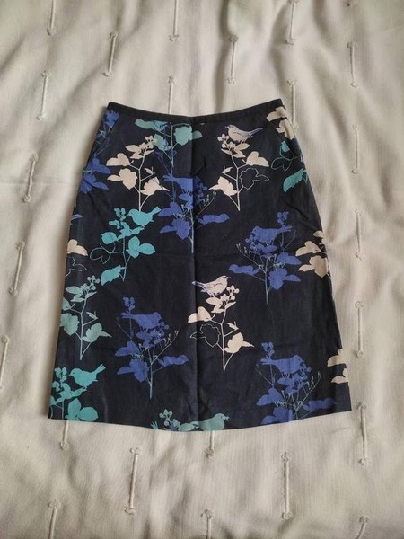 Women Laura Ashley Skirt Black Linen 36 / S / 44