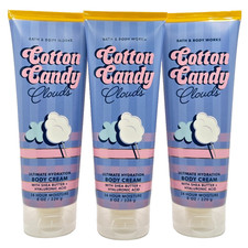 Bath Body Works LOT of 3 Tubes Cotton Candy Clouds Hydrating Cream Lotion 8 oz